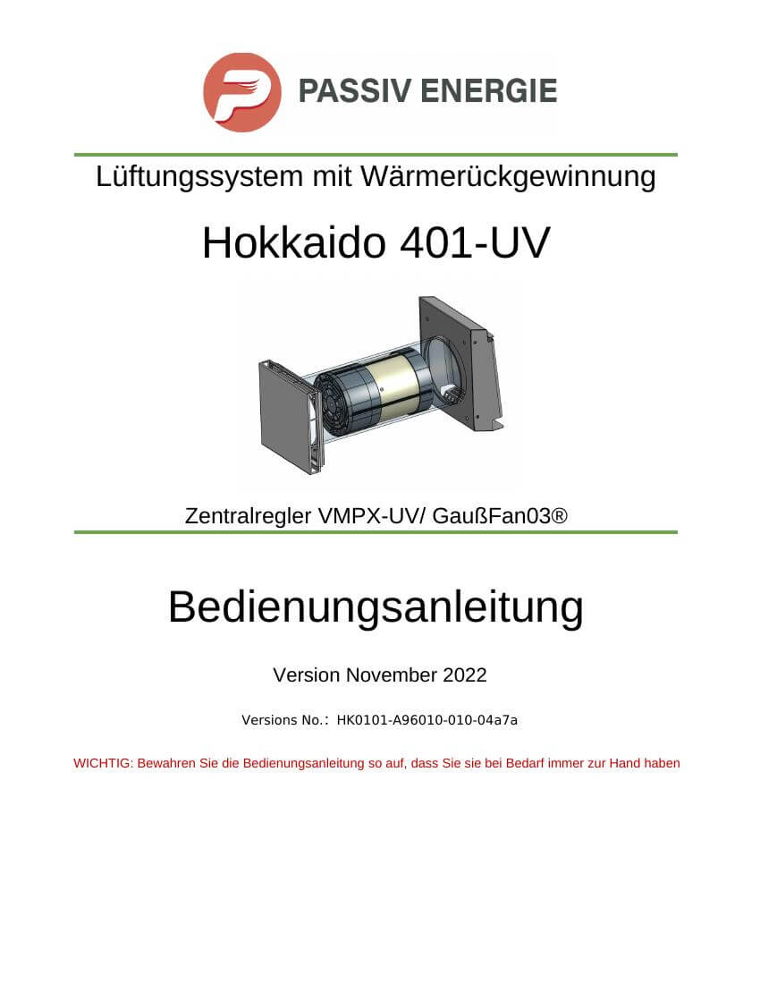 Cover
                        Bedienungsanleitung UV